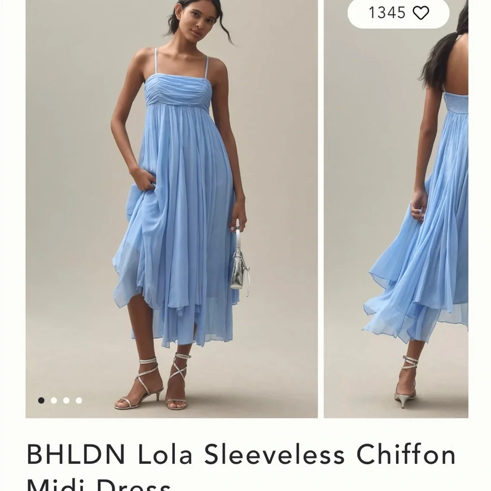 BHLDN Lola chiffon blue bridesmaid dress - Picture 1 of 4
